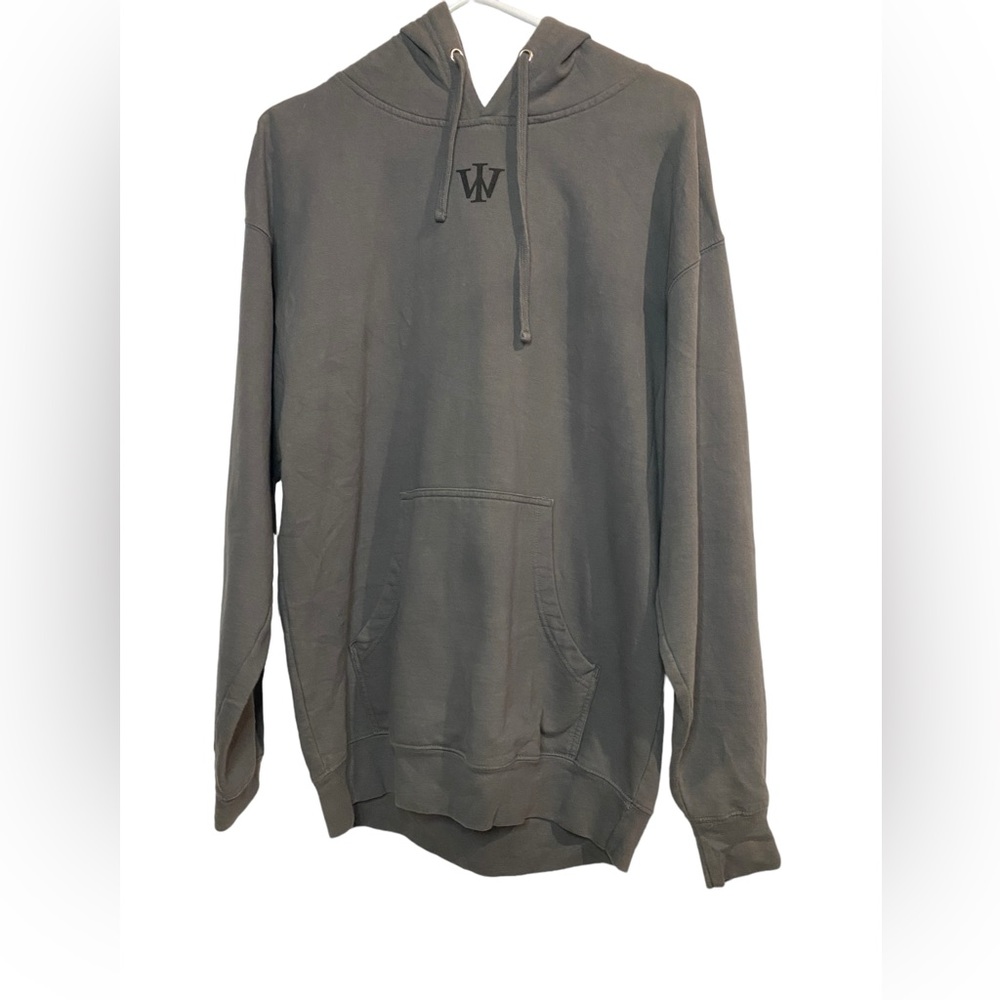 WRLDINVSN Gray With Logo Lightweight Hoodie Pullover Size L 100% Cotton‎